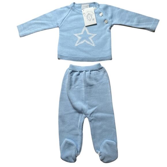 dandelion | NWT Star Knitted Sweater and Leggings Size 3-6m Light Blue White - Picture 10 of 10